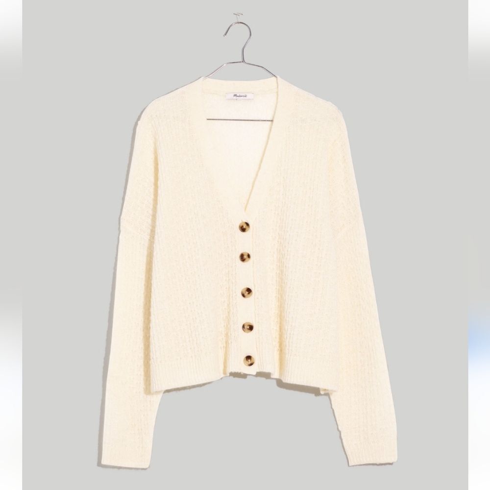 Madewell Mayfair Sweater Cardigan Cream Off White Alpaca Blend Size XL